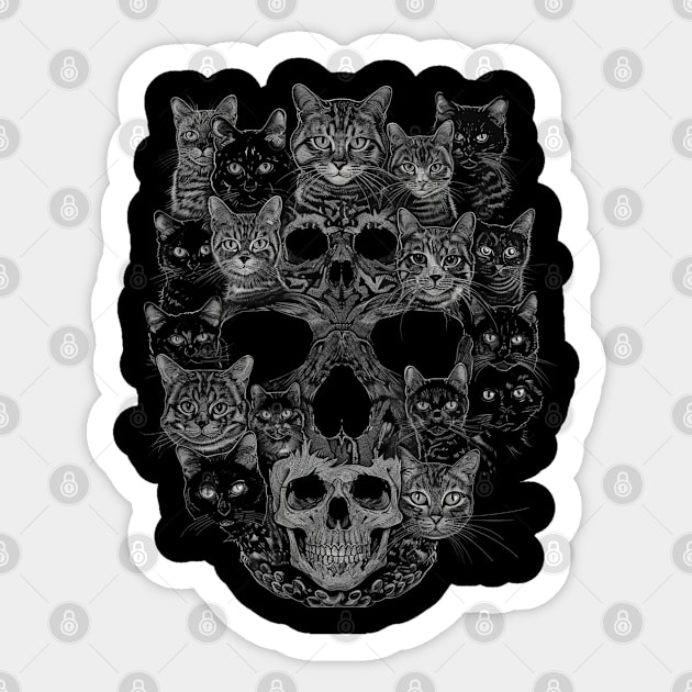 Cat Skull Figures Sticker by BilodeauBlue